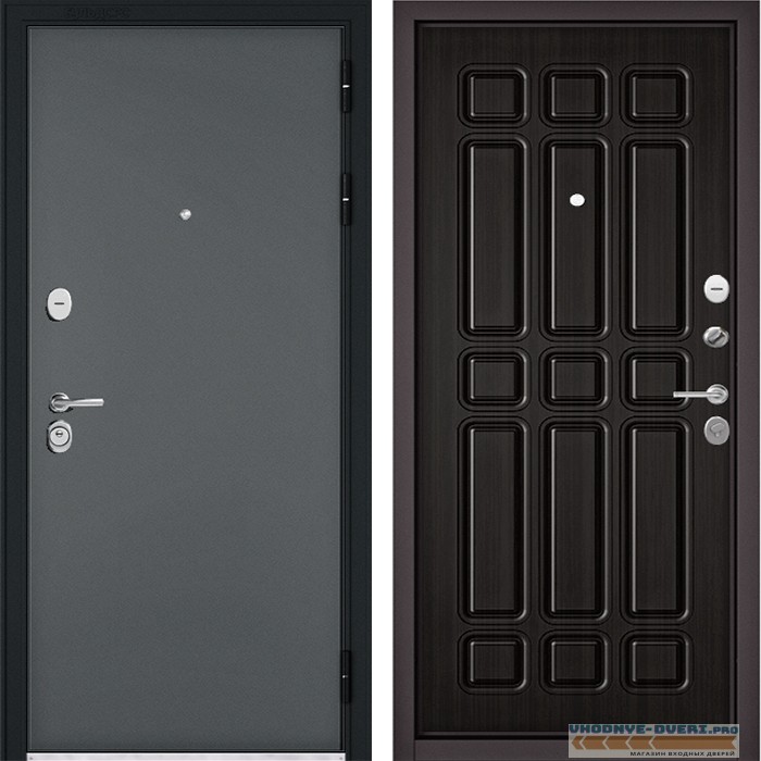 Дверь Бульдорс STANDART 90 Черный шелк / Ларче темный 9S-111
